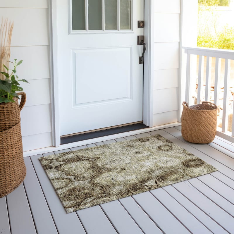 Machine Washable Indoor/ Outdoor Chantille Abstract Waves Rug