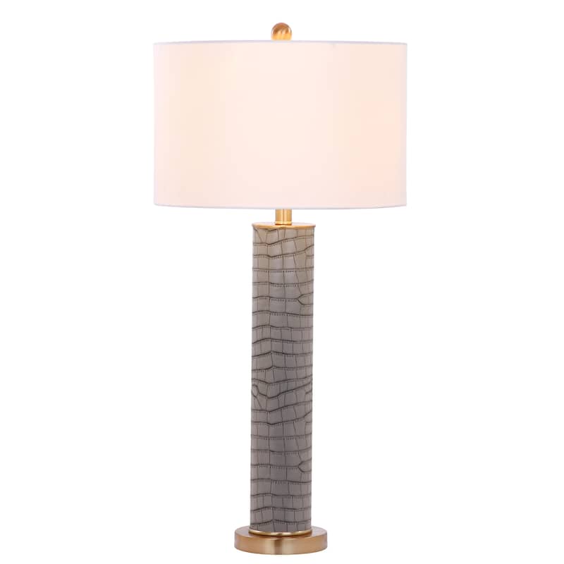 SAFAVIEH Lighting Tomika 32-inch Faux Alligator Grey Table Lamp (Set of 2) - 15"x15"x31.5" - 15Wx15Dx32H