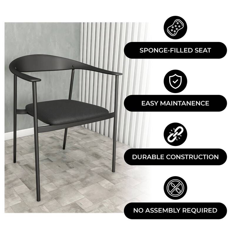 Kora Upholstered Faux Leather Dining Arm Chair with Powder Coated Steel Legs by LeisureMod