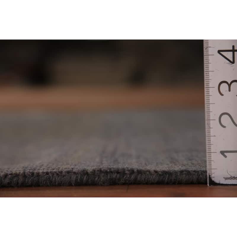 Hand Knotted Oriental 100% Wool Carpet Modern Solid Greys & Charcoal Gabbeh Runner Rug - 9' 9'' X 2' 10''