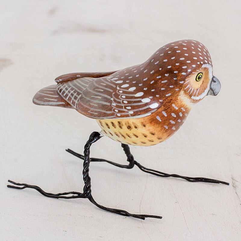 NOVICA Burrowing Owl, Ceramic figurine