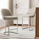 preview thumbnail 20 of 81, Leick Home Upholstered Barrelback Counter Stool with Metal Base Set of 2 - Oatmeal