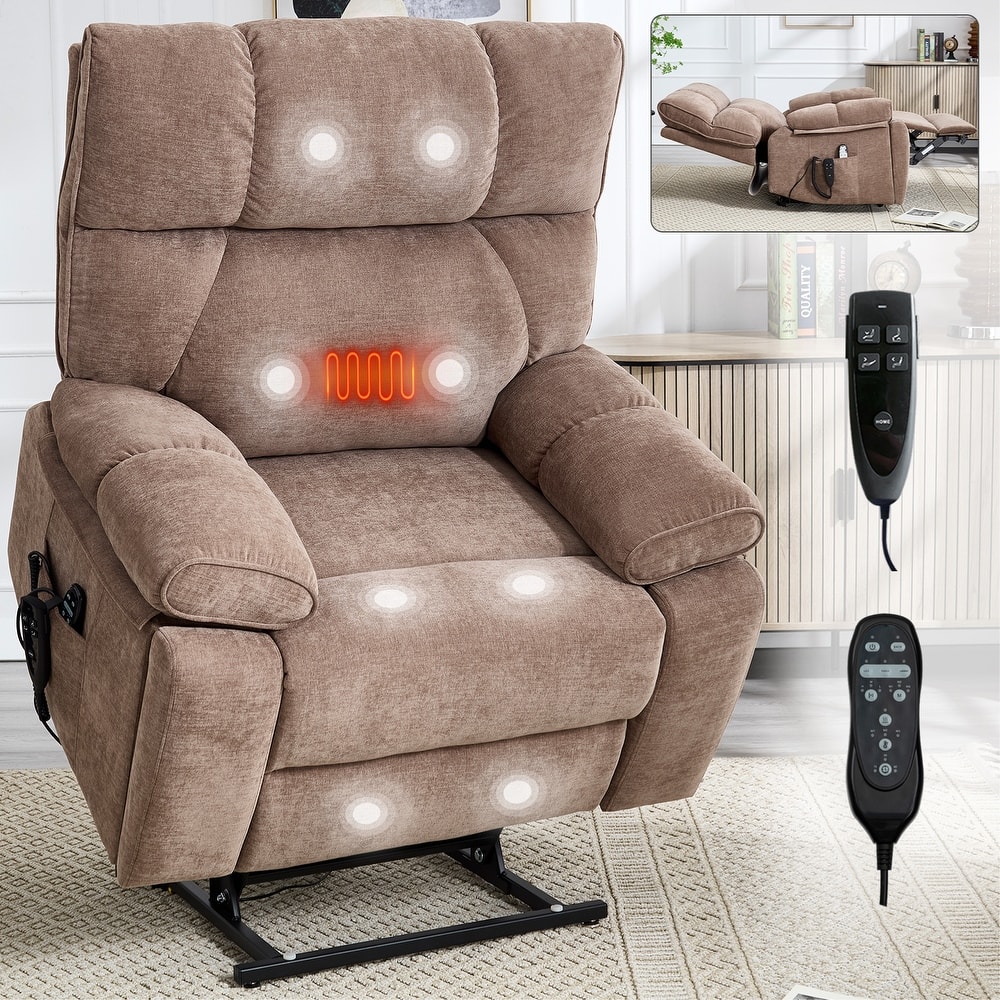 Power-Remote Lift Recliners with Hidden Cup Holders, Heat Massage