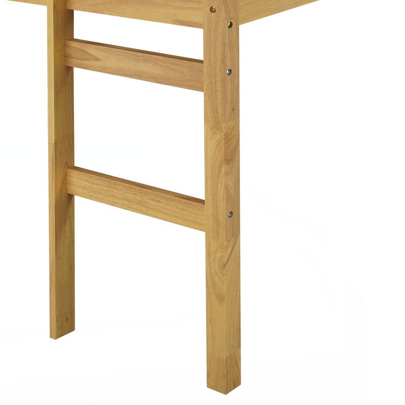 Solid Wooden, Rubber Wooden Twin Loft Bed with Ladder, Bed Platform of Strengthened Slats