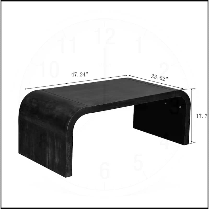 Farmhouse Vintage Crafts Coffee Table,Curved Art Deco Design