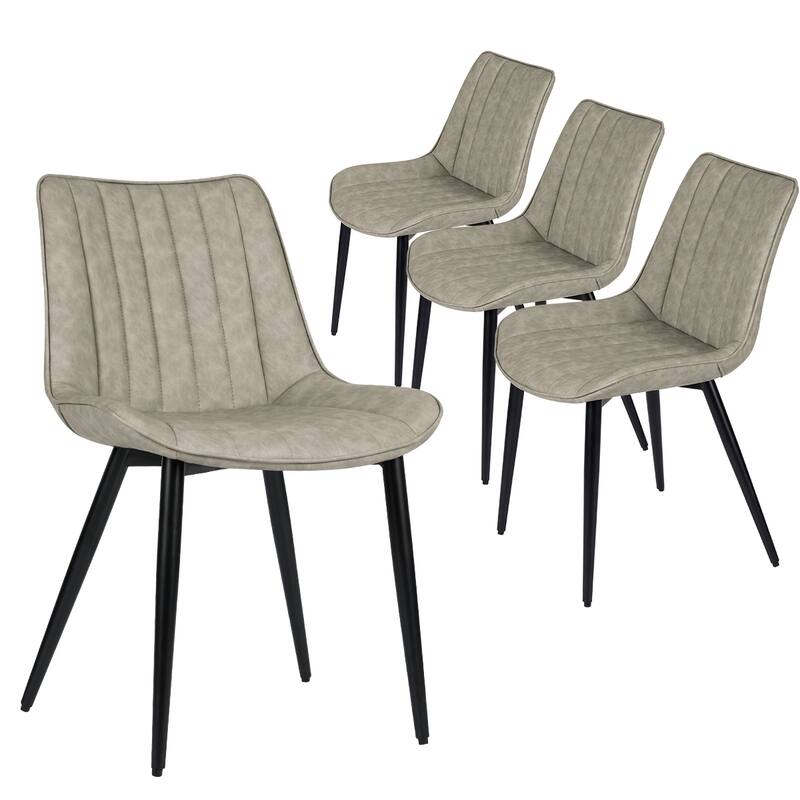 AVAWING Mid-Century Modern Dining Chairs Set of 4 Leather Upholstered Leisure