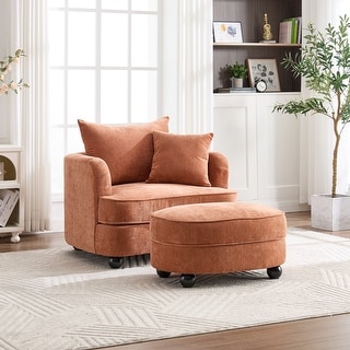 40.2" Modern Chenille Accent Chair,Comfy Reading Chair with Storage Ottoman