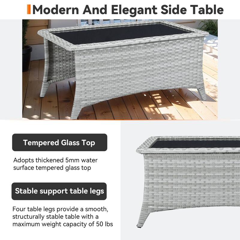 Outdoor Wicker Coffee Table with Storage Shelf