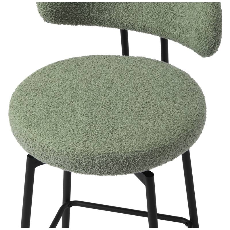 Bayville 27 Inch Faux Shearling Fabric Upholstered Swivel Counter Stool (Set of 2)