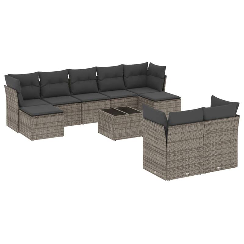 vidaXL Garden Sofa Set Dark Grey PE Rattan Medium to Large Outdoor Set - 21.7 x 21.7 x 14.6