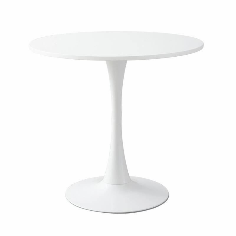 Round Dining Table, 24 Inch Tulip MDF Top with Steel Base, Mid-Century Coffee Table for Small Spaces