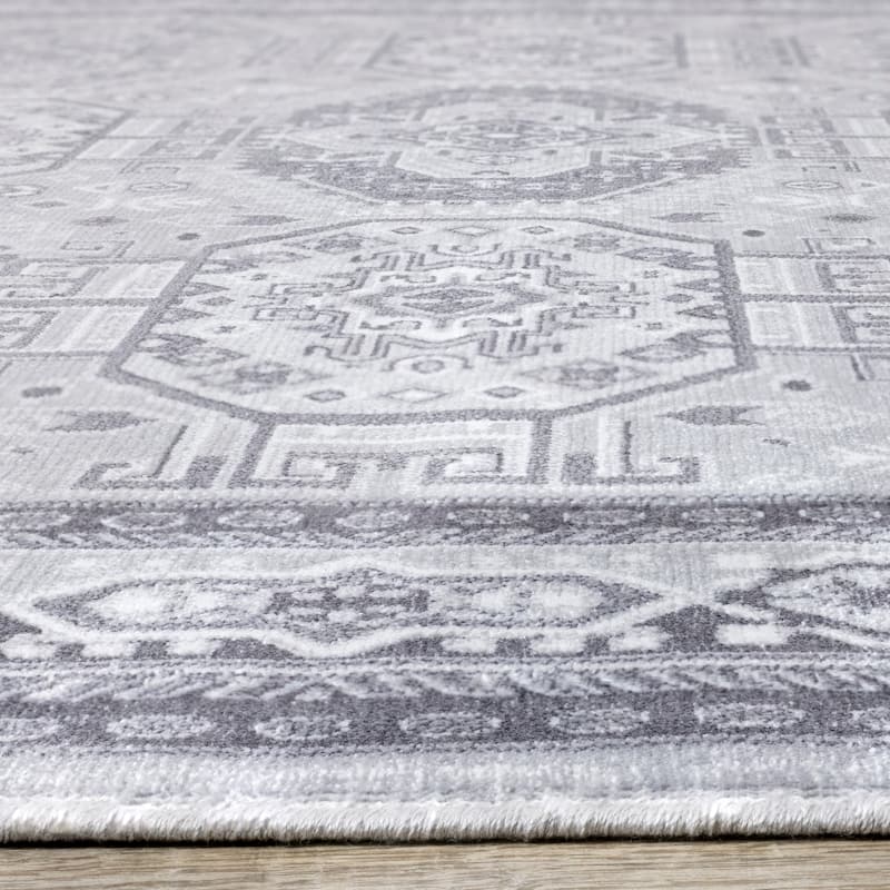 Victoria Collection - Grey/White Triple Medallion Rug