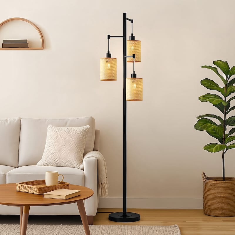 GetLedel 68.9" Bohemian Tree Floor Lamp with Foot Switch