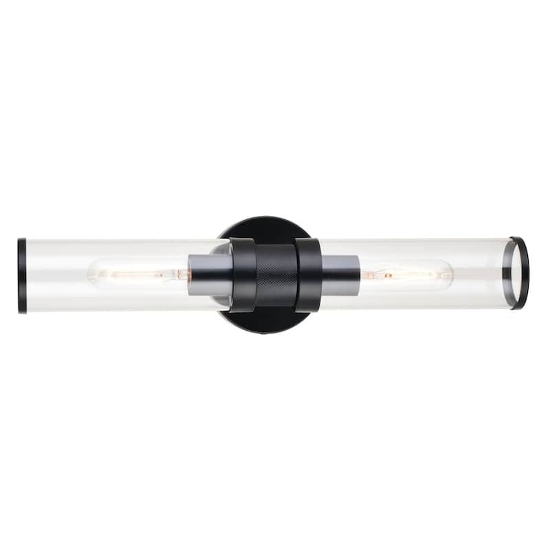 Bellevue 2 Light 19" Wide Bathroom Vanity Light with Clear Glass - Black
