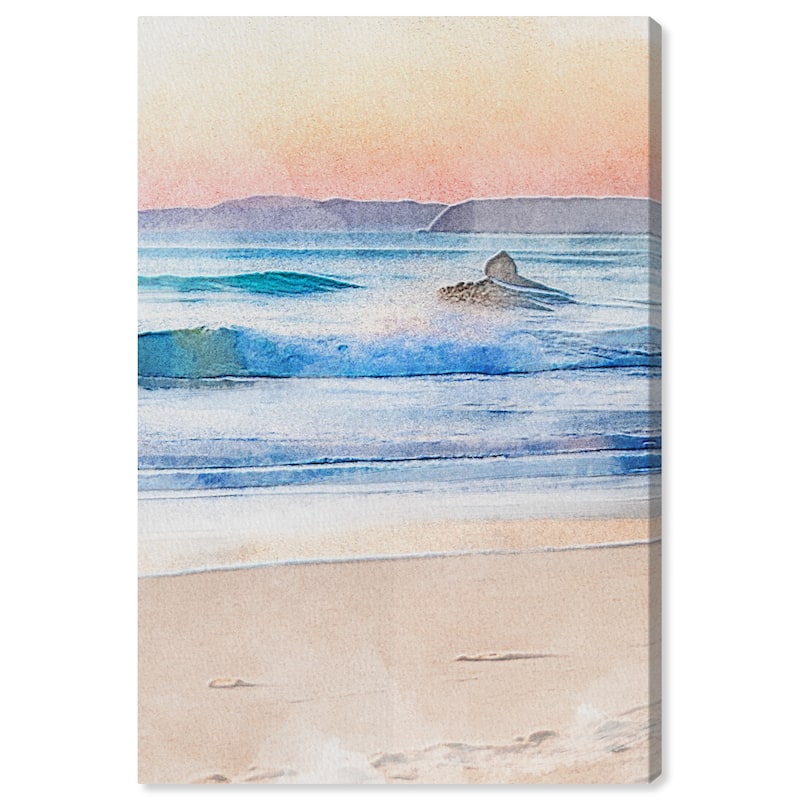 Wynwood Studio Canvas Nautical and Coastal Coastal Waves Blue and Light Blue Nautical & Coastal Wall Art Canvas Print