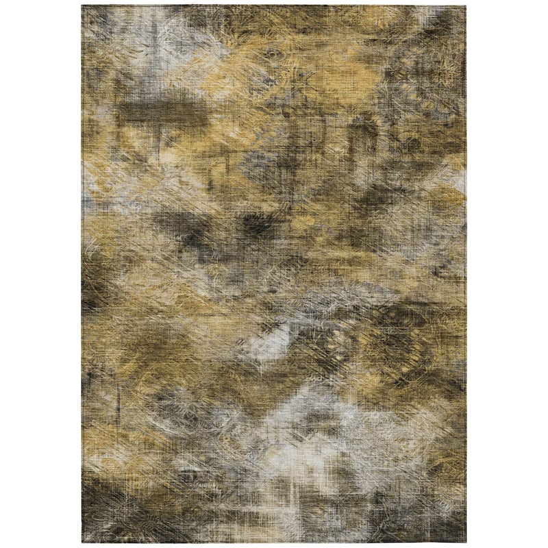 Machine Washable Indoor/ Outdoor Chantille Abstract Imprints Rug