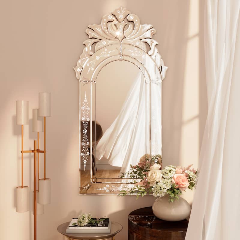 KOHROS Modern Engraved Wall Mirror - Silver