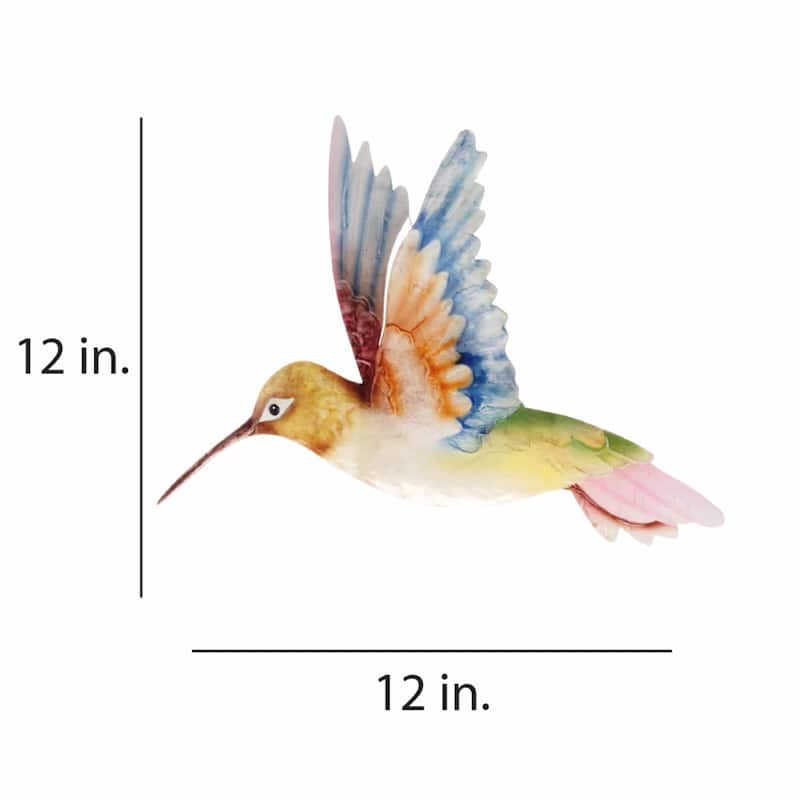 Eangee Handmade Hummingbird Capiz Shell Wall Decor White Red And Blue, 12 x 1 x 12 in. - 1 x 12 x 12