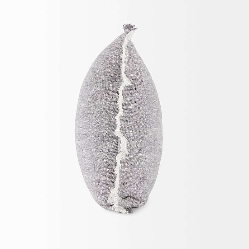 Thais 13L x 21W Light Gray Fabric Fringed Decorative Pillow Cover