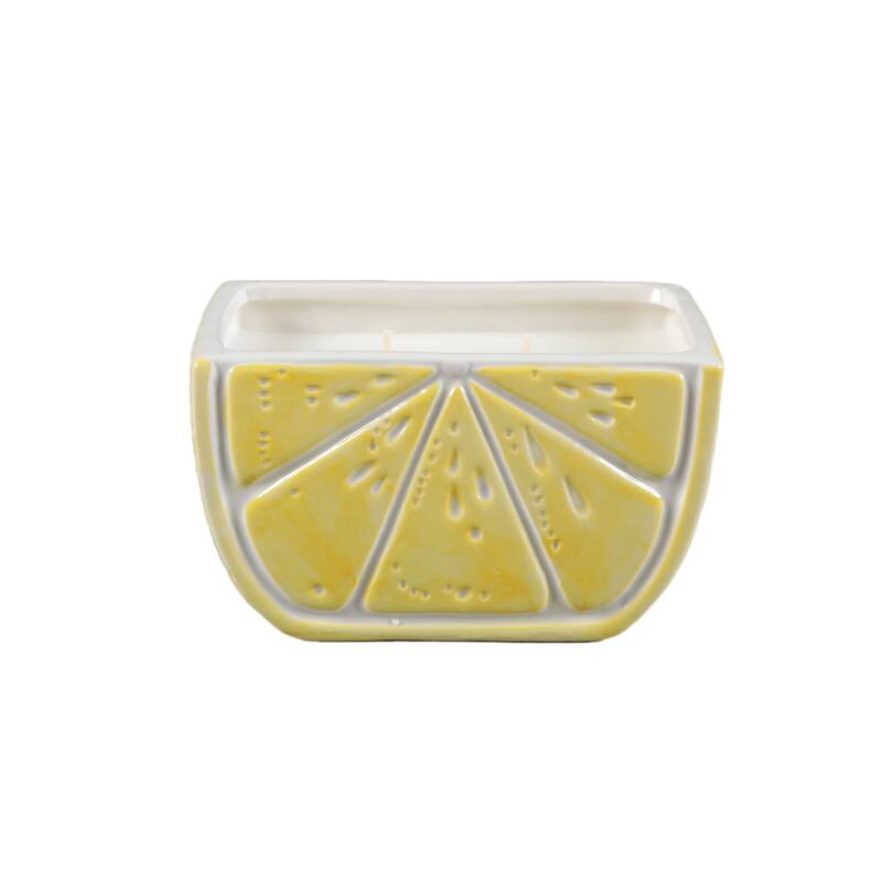 5.88in Ceramic slice Lemon Candle (16oz) - Lemon