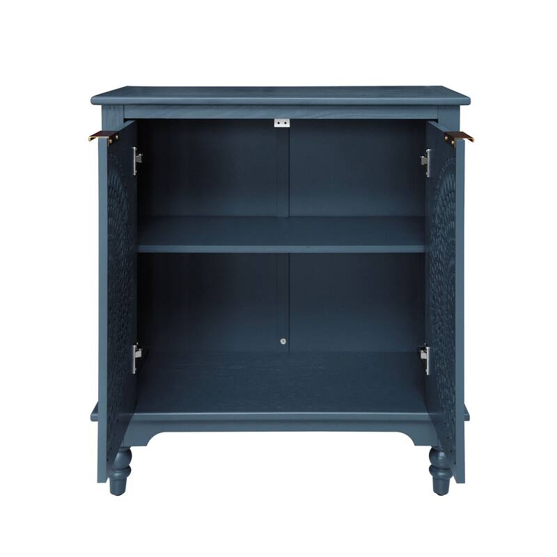 GDFStudio - Manchuria Crest American Style Hollow-Carved Storage Accent Cabinet with 2 Doors