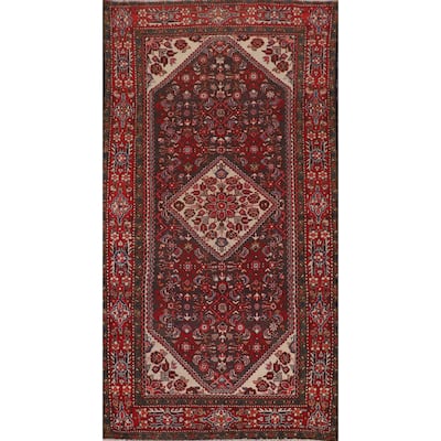 Hamedan Persian Vintage Rug Hand-Knotted Geometric Wool Carpet - 5'1"x 10'3"