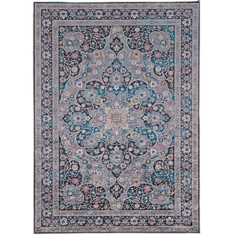 Halogen Veroni Grey/Teal Area Rug - 6'7" X 9'7" - 6'7" X 9'7" - Teal