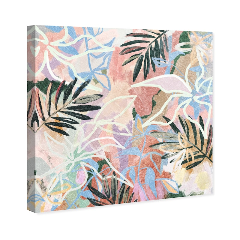Wynwood Studio Canvas Floral and Botanical Palm Leaf Abstract Pink and Light Pink Modern & Contemporary Wall Art Canvas Print