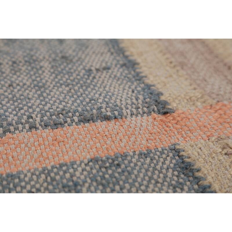 Hand Woven Oriental 100% Jute Carpet Southwestern Modern Multi-Colored Kilim Area Rug - 12' 10'' X 10' 6''