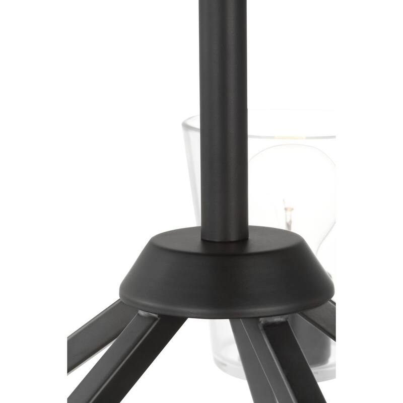 Vertex Collection Five-Light Matte Black Clear Glass Contemporary Chandelier - 22.5 in x 22.5 in x 15.25 in
