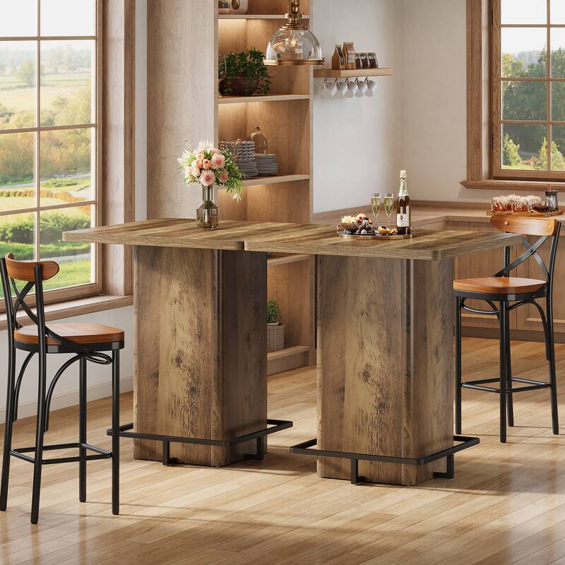 High Wood Bar Table, Bistro Pub Table, Dining Coffee Cocktail Living Room Accent Pub Desk