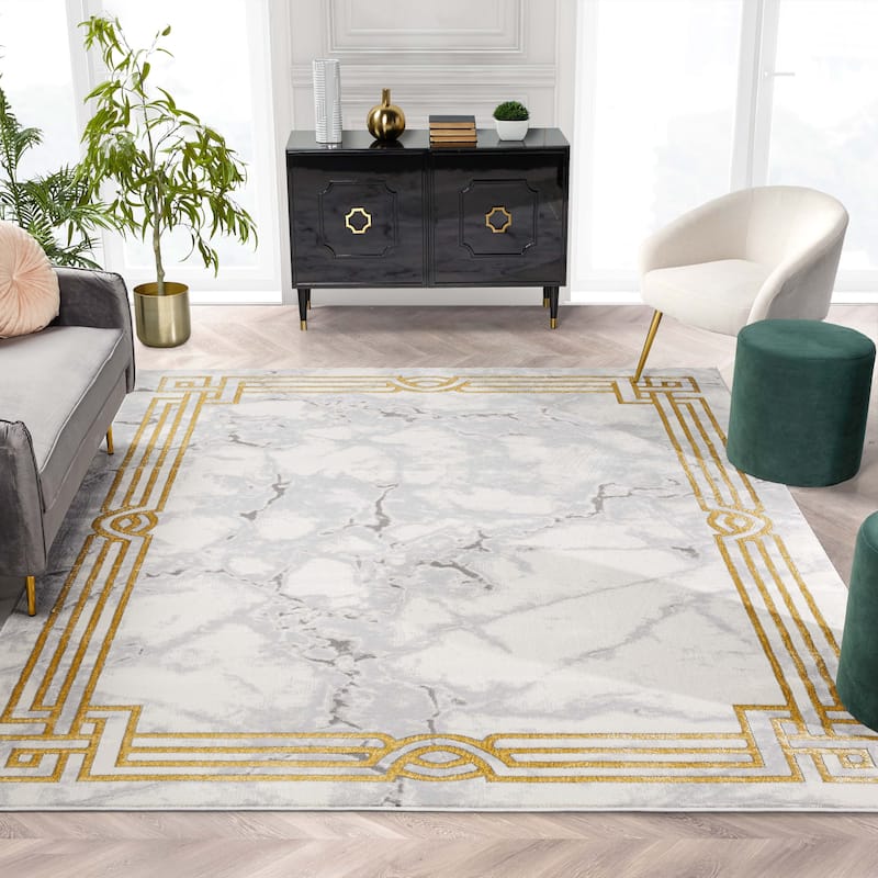 Well Woven Fairmont Huntington Retro Mosaic Marble Pattern Area Rug