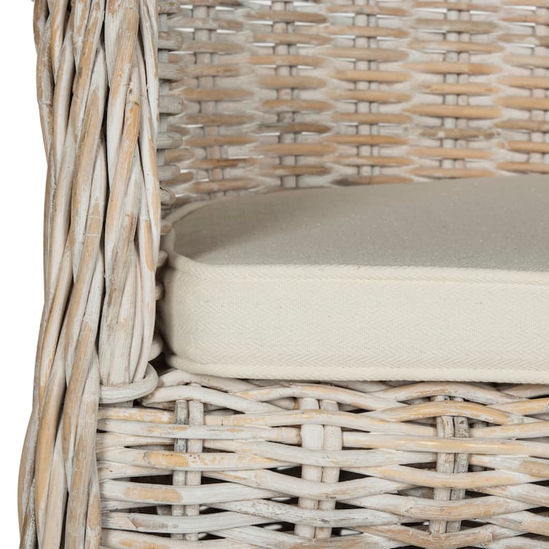 SAFAVIEH Callista White Washed Wicker Club Chair - 24" x 26" x 35"