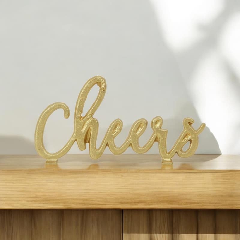 Black Cast Iron "Cheers" Table Decor - Gold