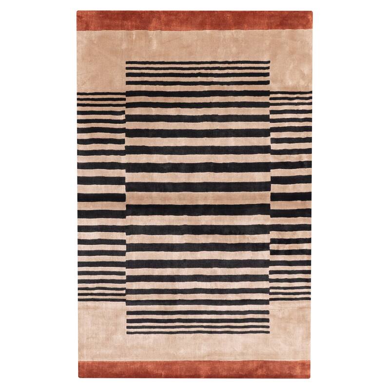 ECARPETGALLERY Hand Loomed Loreto Beige Viscose Rug - 5'1 x 8'0