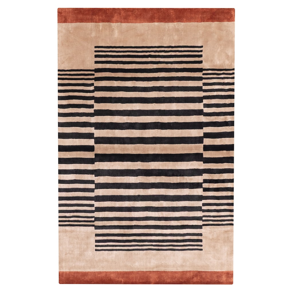 ECARPETGALLERY Hand Loomed Loreto Beige Viscose Rug - 5'1 x 8'0