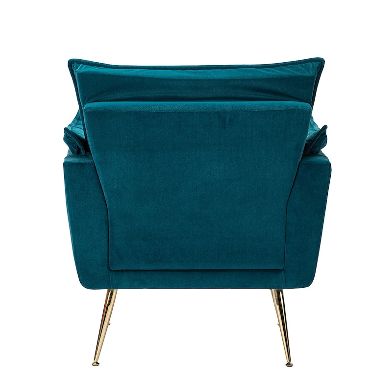1ida Modern Velvet Tufted Padded Cushion Armchair with Golden Metal Legs by HULALA HOME