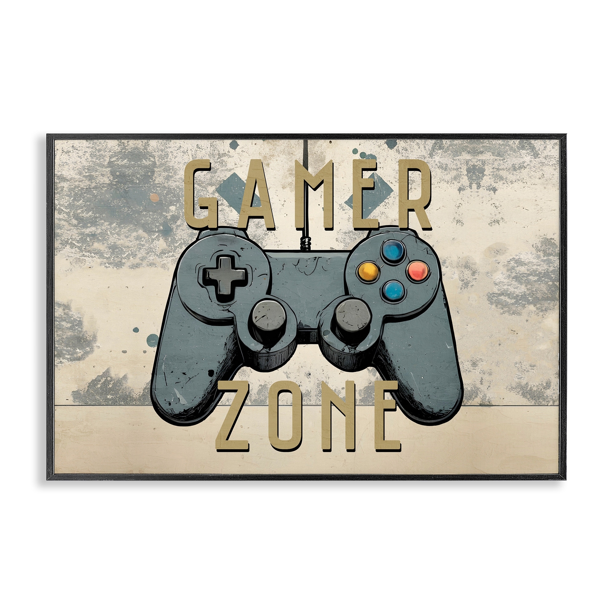 Stupell Gamer Zone with Abstract Background Framed Giclee Art Design By Kim Allen