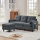 preview thumbnail 32 of 49, 77.36" L Shaped Sectional Sofa with Side Storage Pocket and Reversible Ottoman Dark Grey