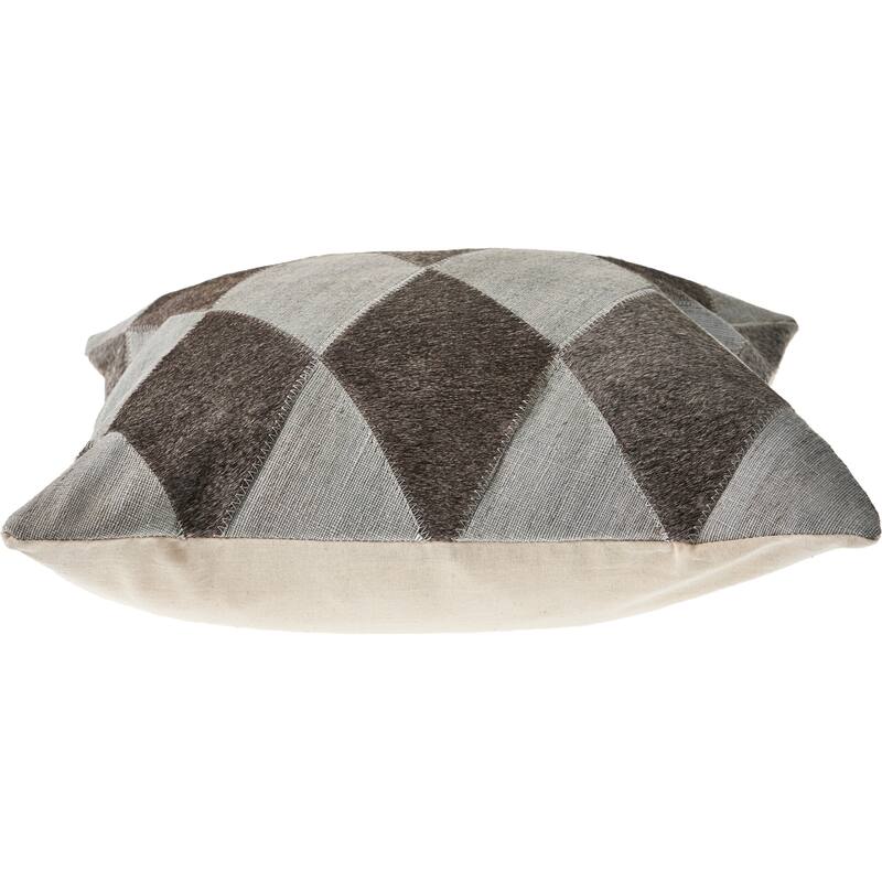 Sevita Silver and Brown Geometric Faux Leather Throw Pillow