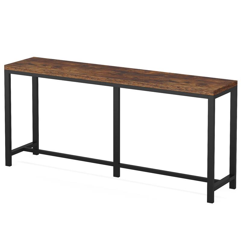 70.9" Brown Extra Long Console Table, Rustic Industrial Narrow Sofa Table for Small Space, Entryway or Living Room