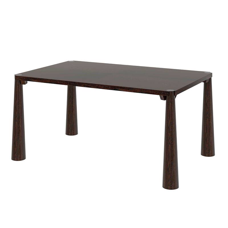 Retro 7-Piece Dining Table Set for 6 with Cushioned Seats and Exposed Tapered Legs by Harper&Bright Designs