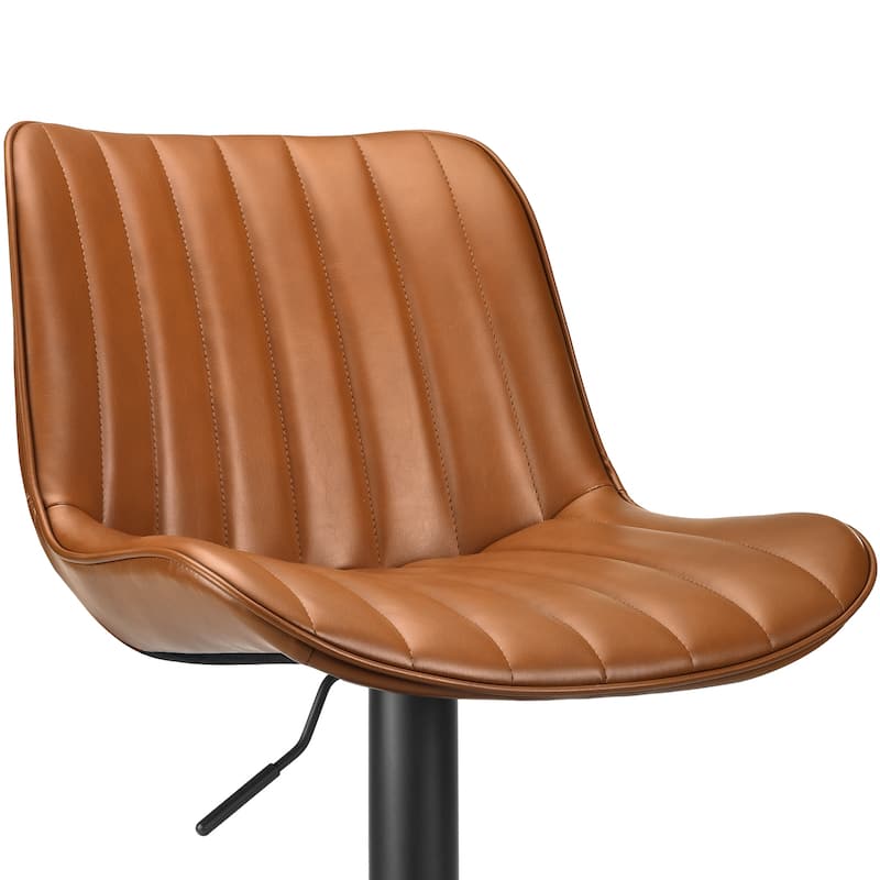 Bar Stools Set Of 2,Swivel Adjustable Barstools,Bar Height Stools With Back Support,Pu Leather