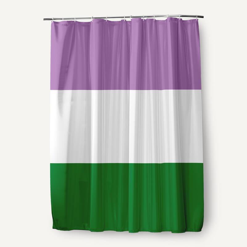 Inclusive Pride Flag Durable Poly Shower Curtain - Genderqueer