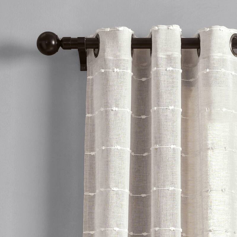 Lush Decor Farmhouse Textured Grommet Sheer Window Curtain Panel Pair