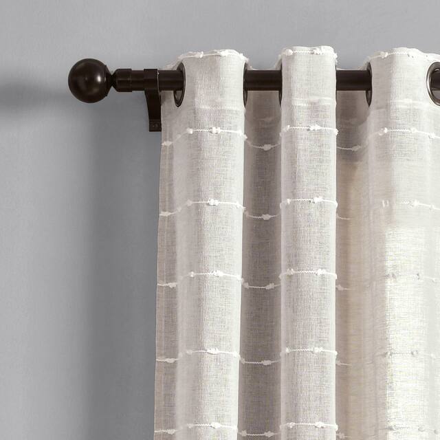 Lush Decor Farmhouse Textured Grommet Sheer Window Curtain Panel Pair