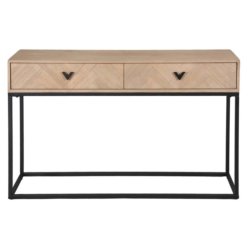 SAFAVIEH Couture Sherriandra 2-Drawer Console Table - 52"W x 15"D x 32"H - Natural/Black