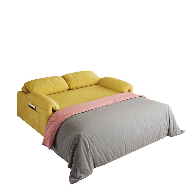 Dual-Purpose Yellow Flannelette Sofa Bed, 51x35x30 inches
