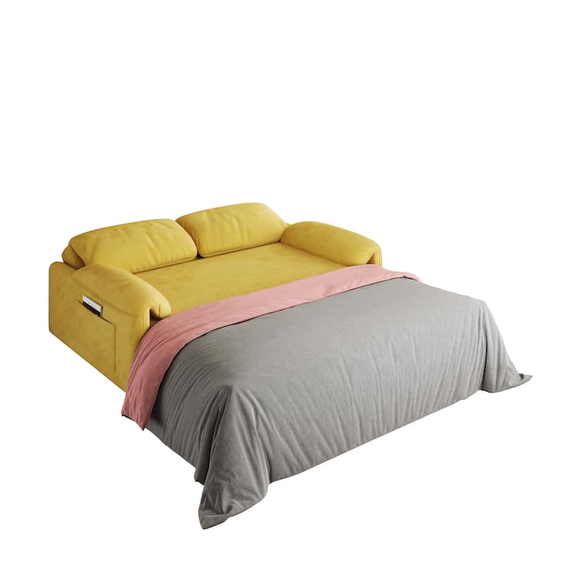 Sofa at the Forefront: 54-inch Velvet Sofa Bed for Multi-purpose Living Spaces, Featuring a Retractable Bed
