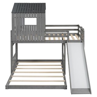 Twin Over Full Bunk Bed, Loft Bed with Playhous